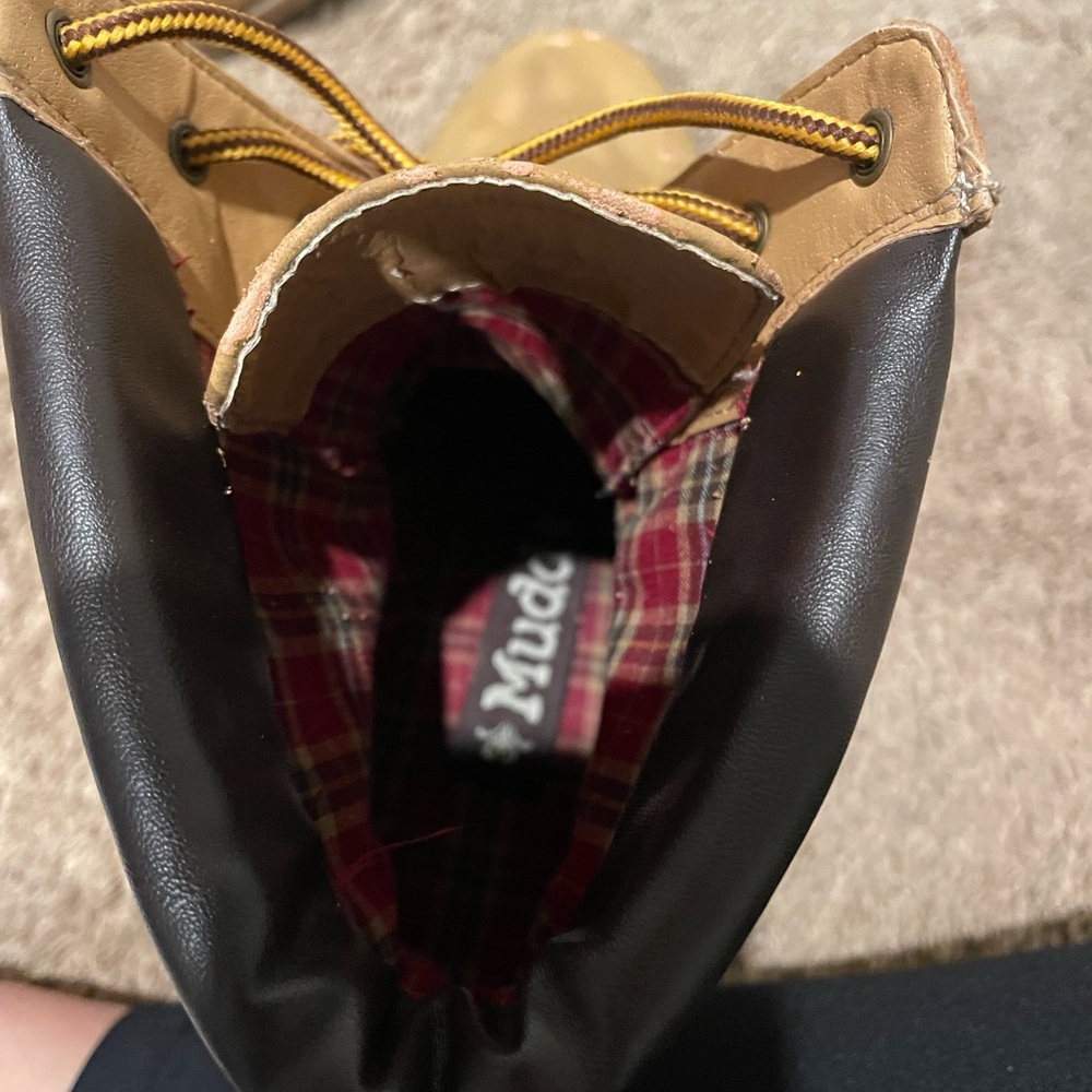 Mudd Brown Leather Boots with Plaid Interior